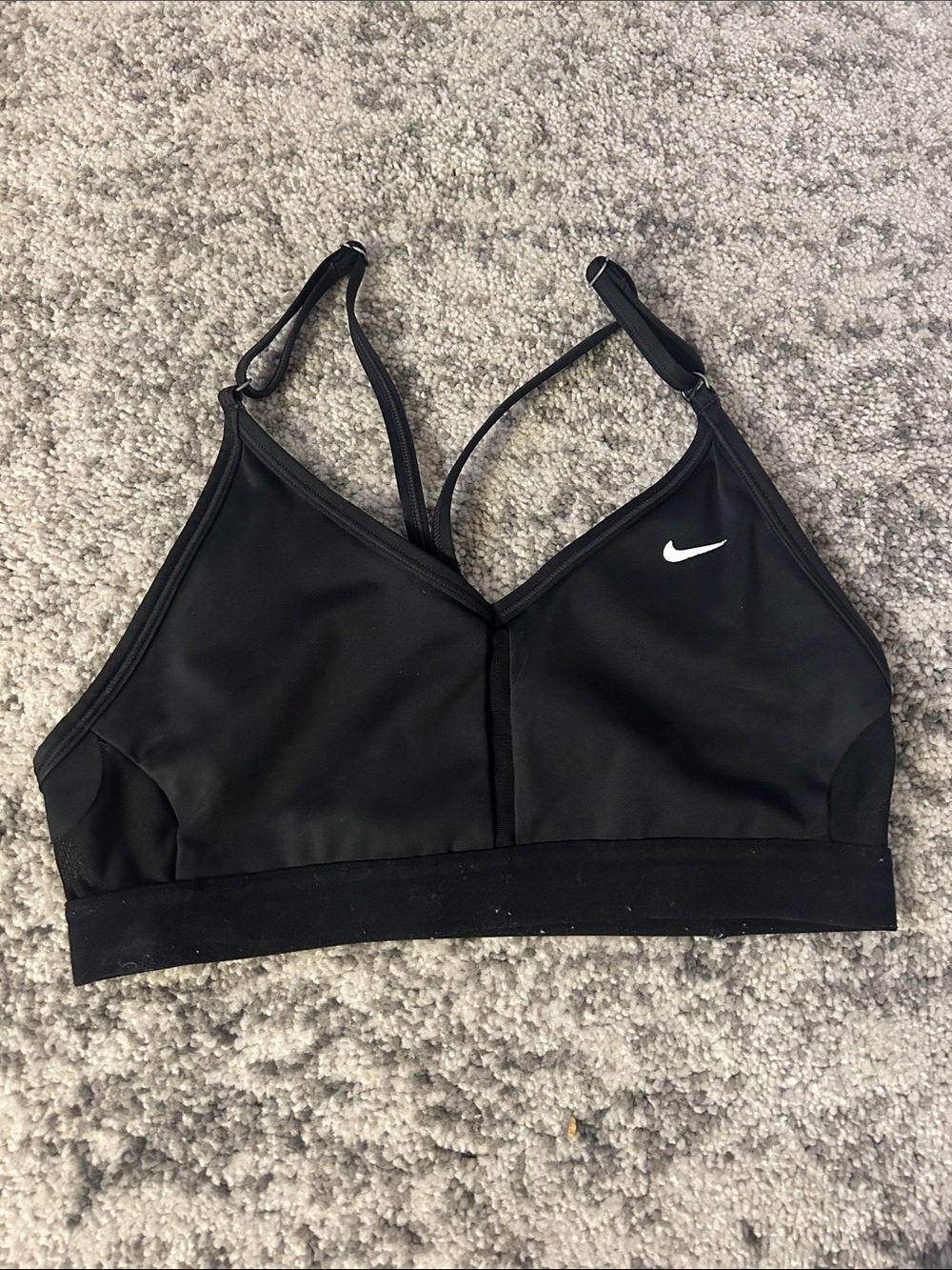 Nike Black V-Neck Padded Sports Bra with Thin Straps